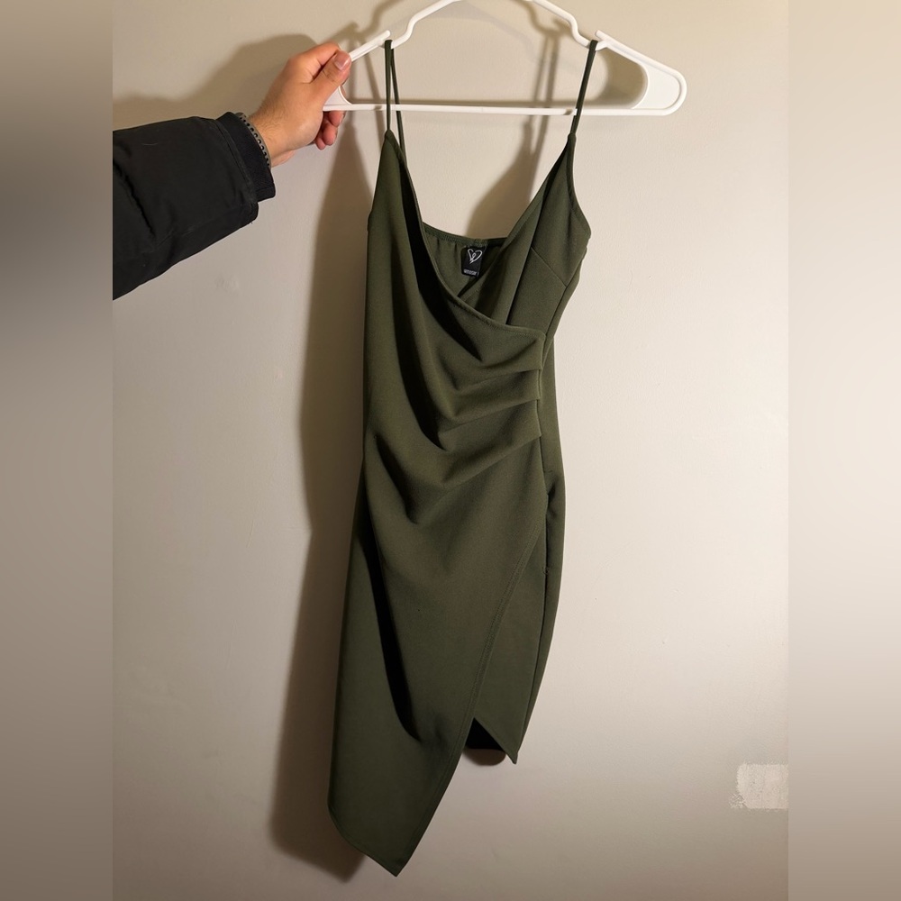 Windsor Asymmetrical Olive Dress